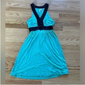 Old Navy seafoam green Aline causal comfortable dress black petite small PS